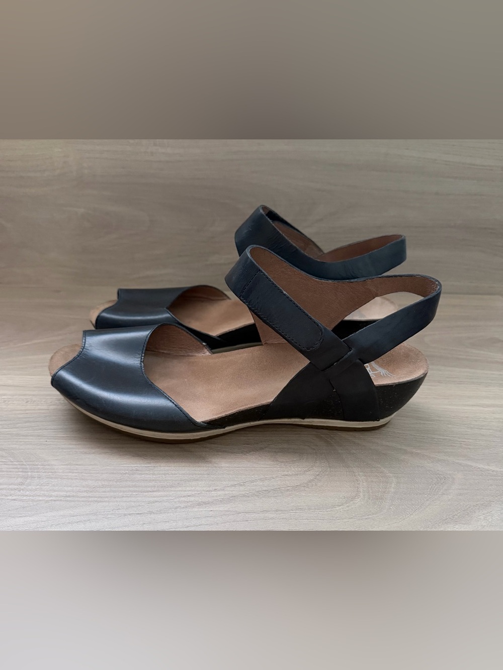 Dansko Black Leather Open-Toe Ankle Strap Sandals